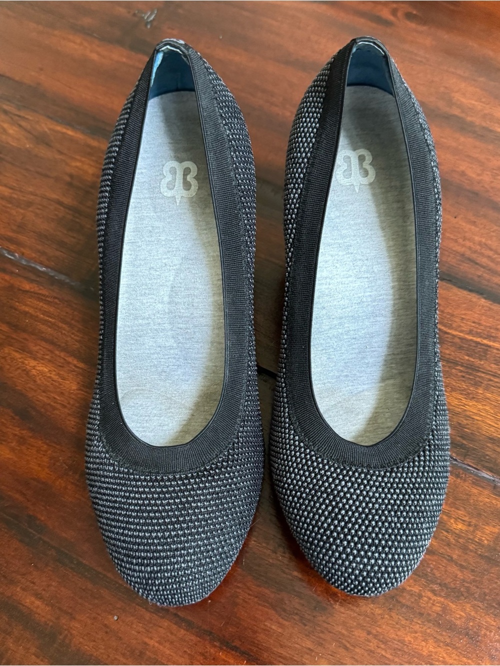Betabrand Late to the Gate Women’s 8M Black Gray Knit Comfort Slip On Pump Heels